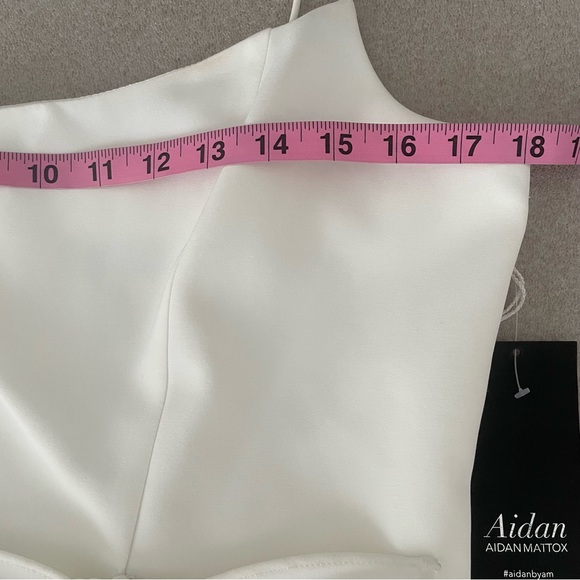 Aidan Aidan Mattox Cream Bow Detail Ruffle Dress Size 12 - Picture 5 of 10